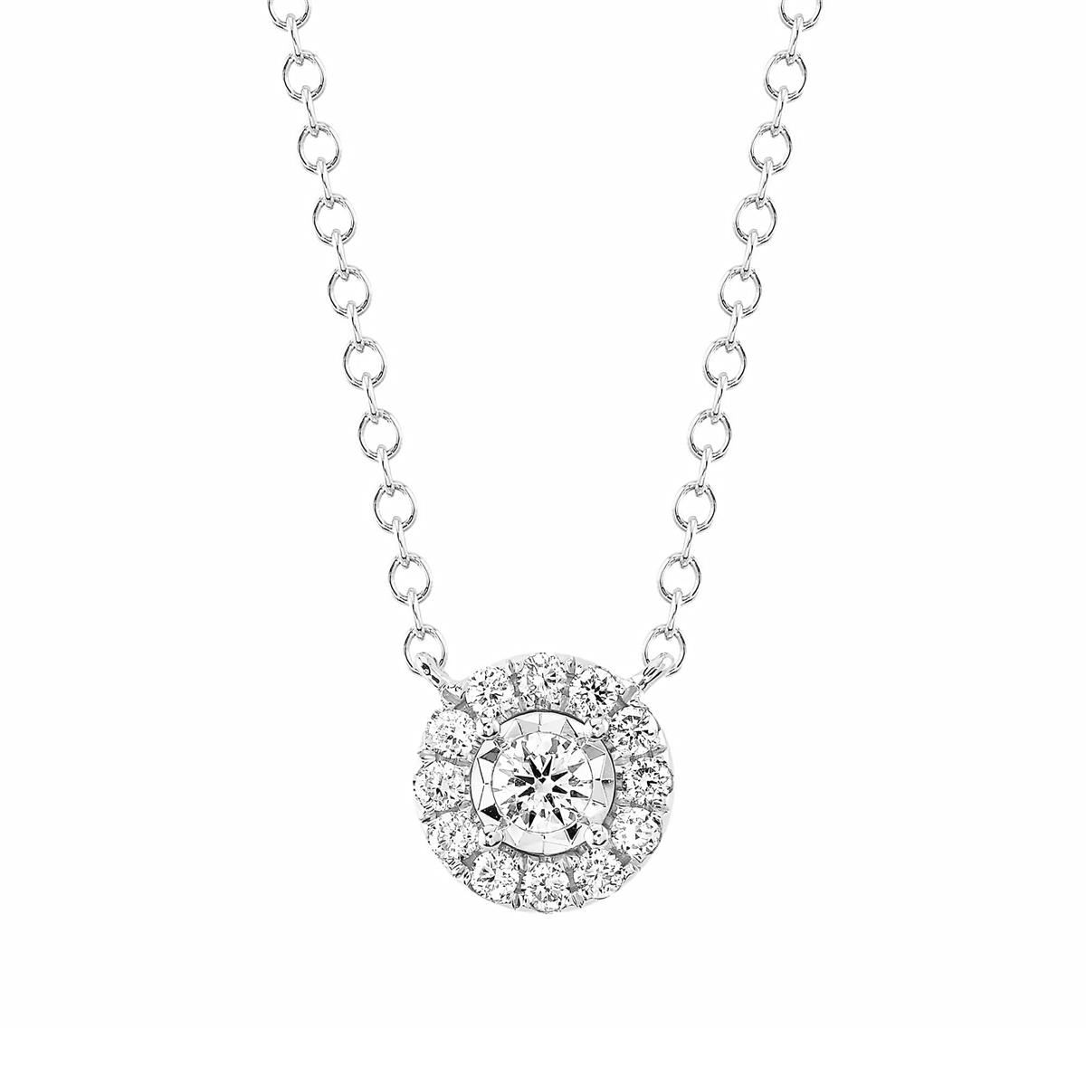 London Collection 14k Gold Diamond Halo Pendant Necklace