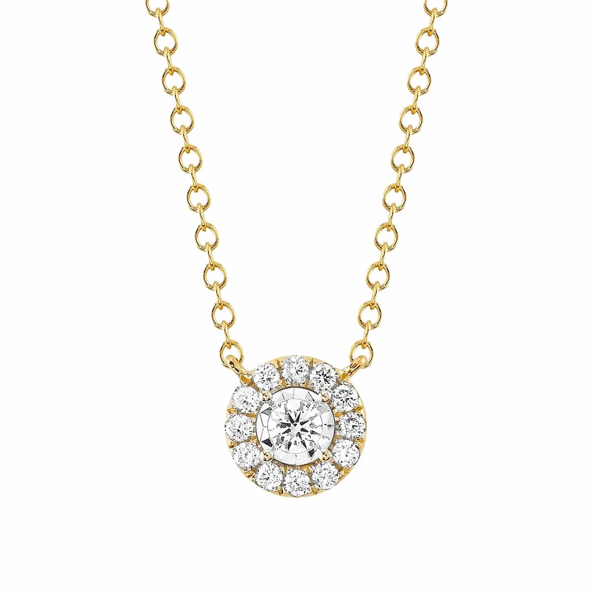 London Collection 14k Gold Diamond Halo Pendant Necklace