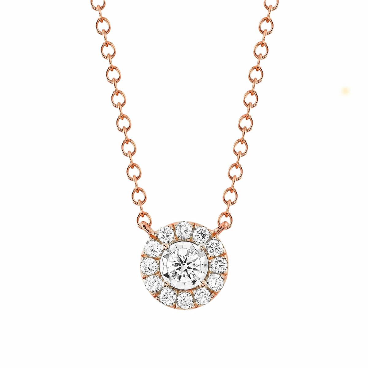 London Collection 14k Gold Diamond Halo Pendant Necklace