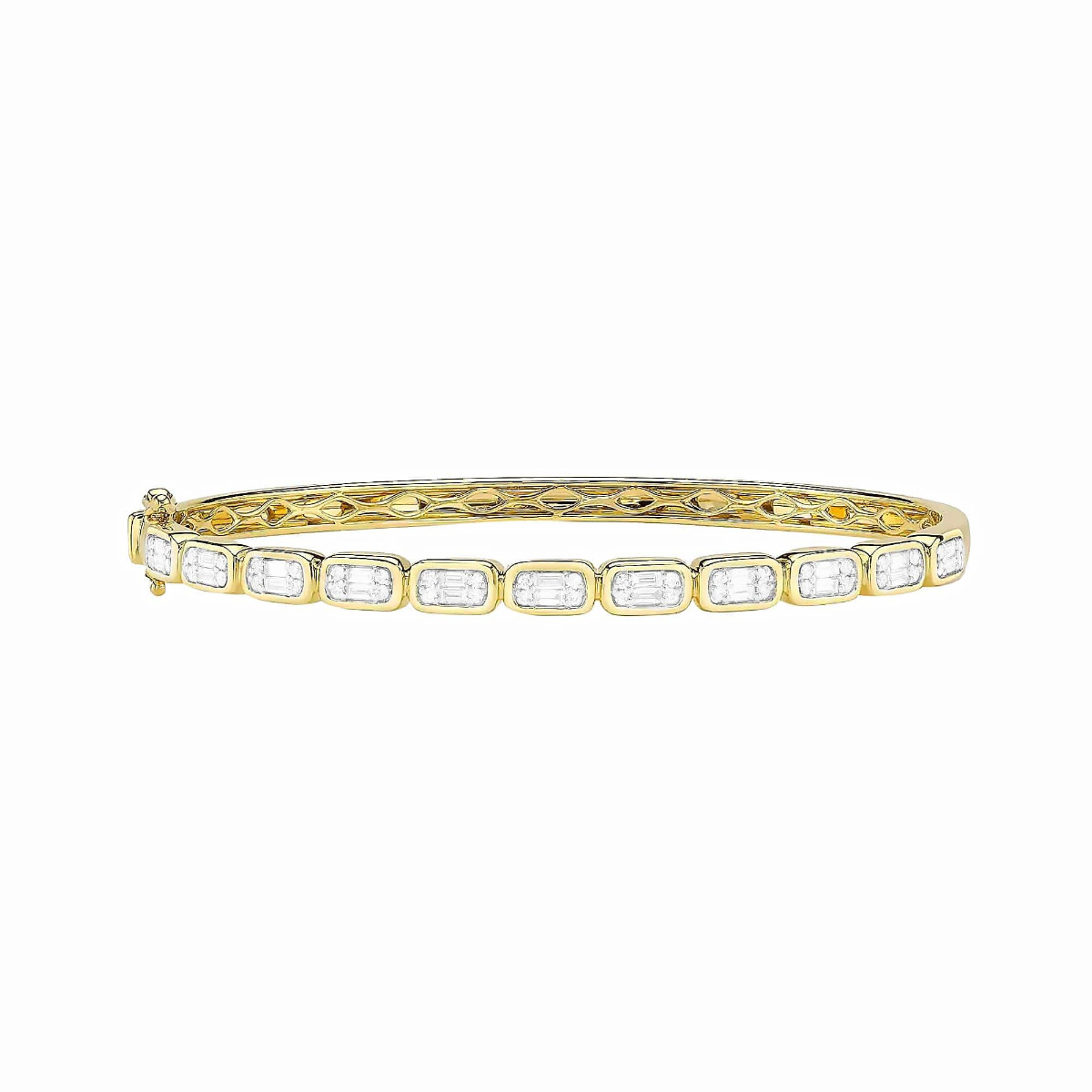 London Collection 14k Gold Bezel Mosaic Diamond Bracelet