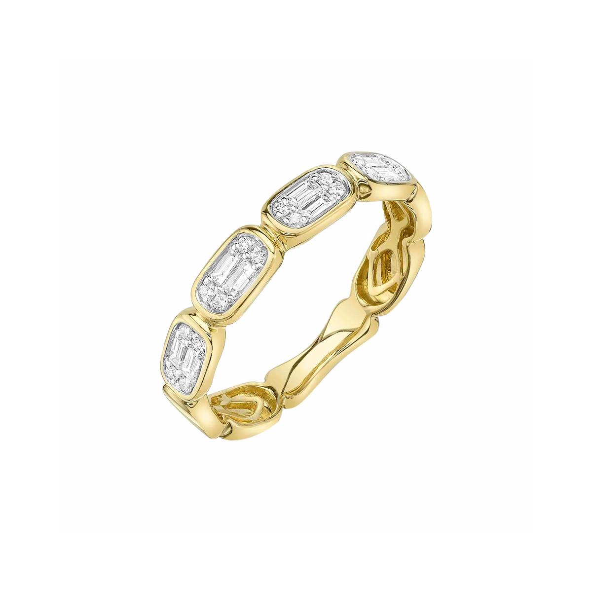 London Collection 14k Gold Mosaic Diamond Ring 