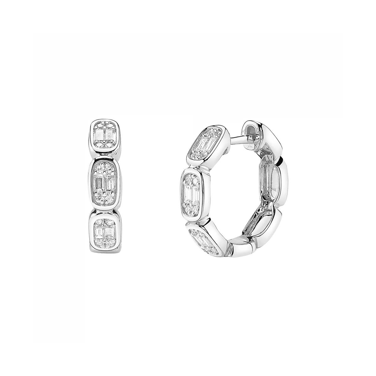 London Collection 14k Gold Mosaic Diamond Hoop Earrings