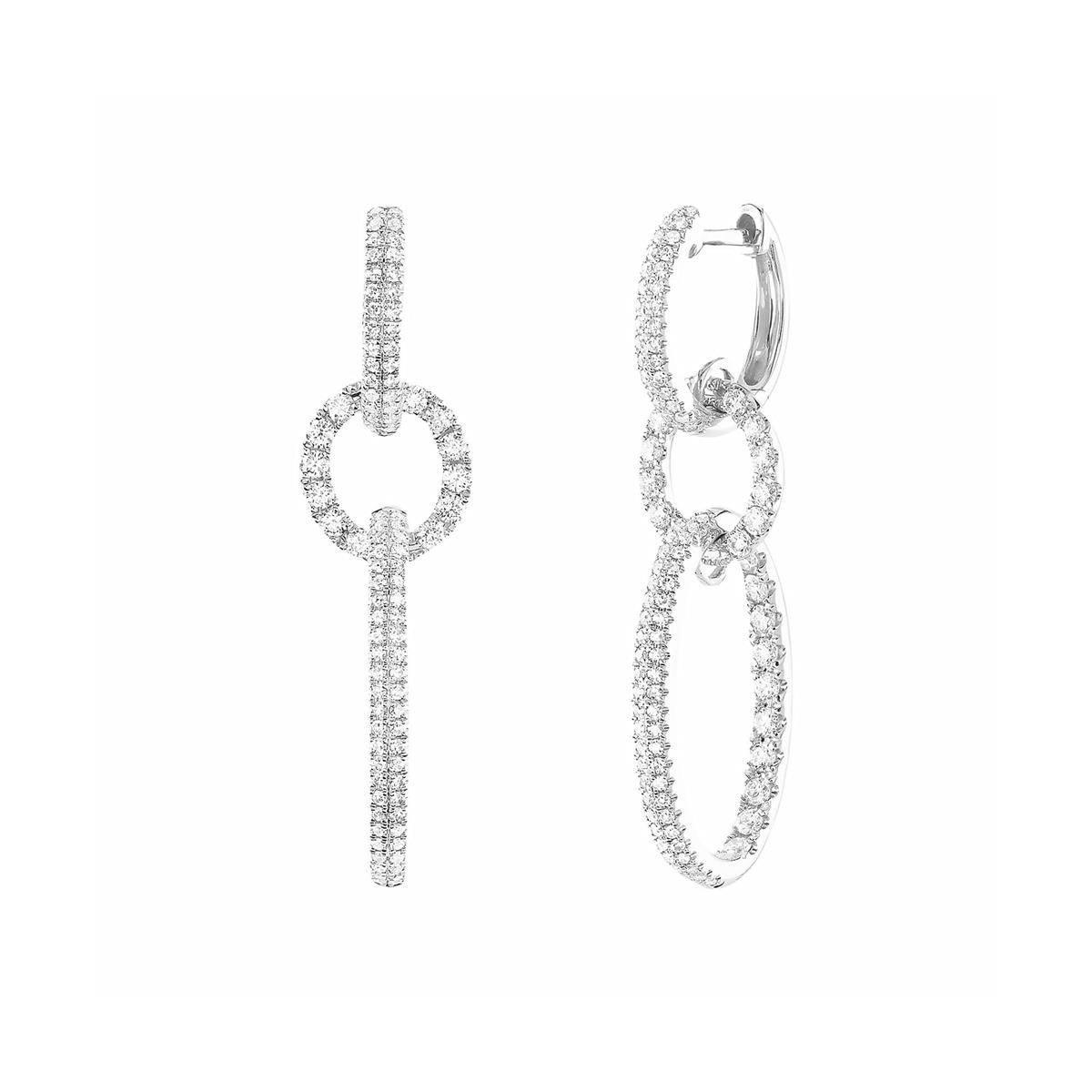 London Collection 14k Oval Diamond Dangle Earrings