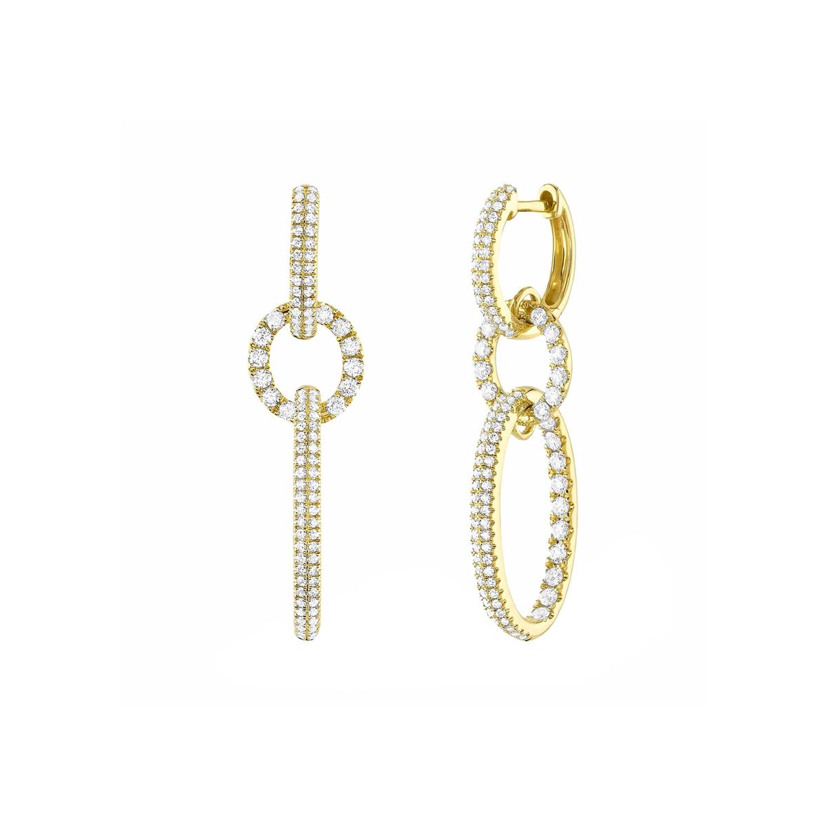 London Collection 14k Yellow Gold Diamond Oval Drop Earrings