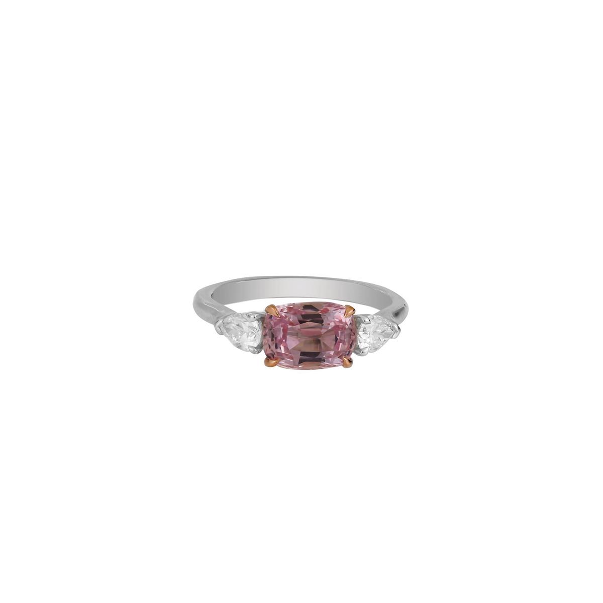 London Collection Platinum and 18k Rose Gold Diamond and Purplish-Pink Sapphire Ring