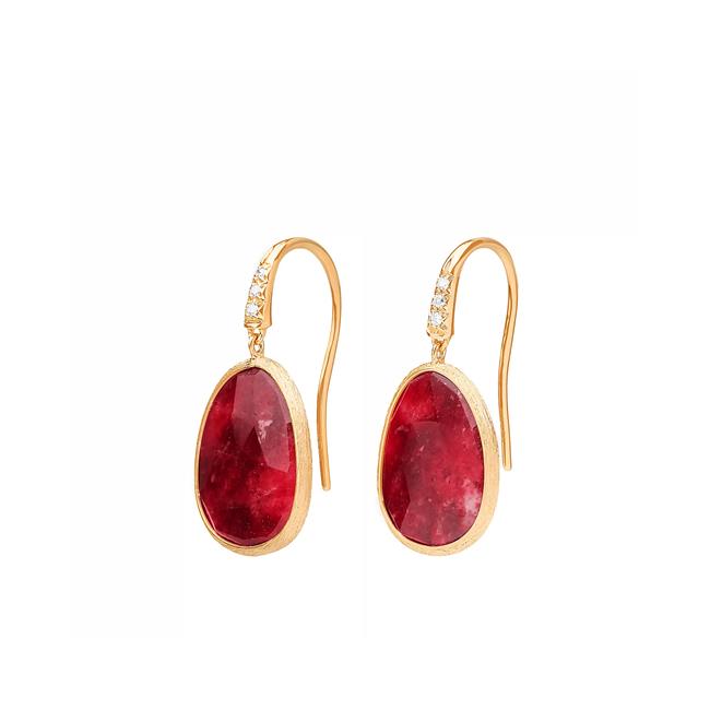 Marco Bicego Lunaria 18k Yellow Gold Diamond And Thulite Earrings