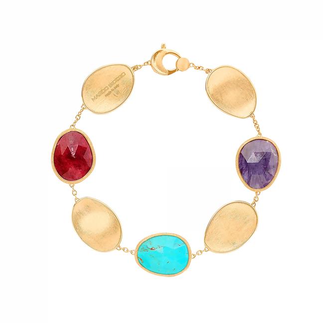 Marco Bicego Lunaria 18k Yellow Gold Thulite Turquoise and Charoite Bracelet