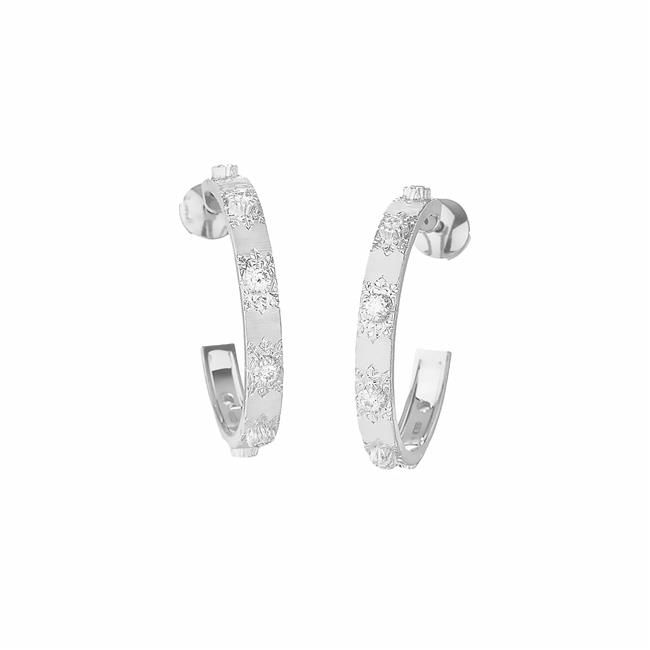 Buccellati Marci Classica 18k Two Tone Diamond Hoop Earrings