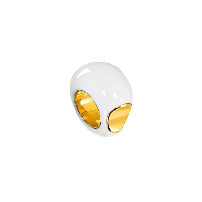 Verdura Copa 18k Yellow Gold White Opal Ring