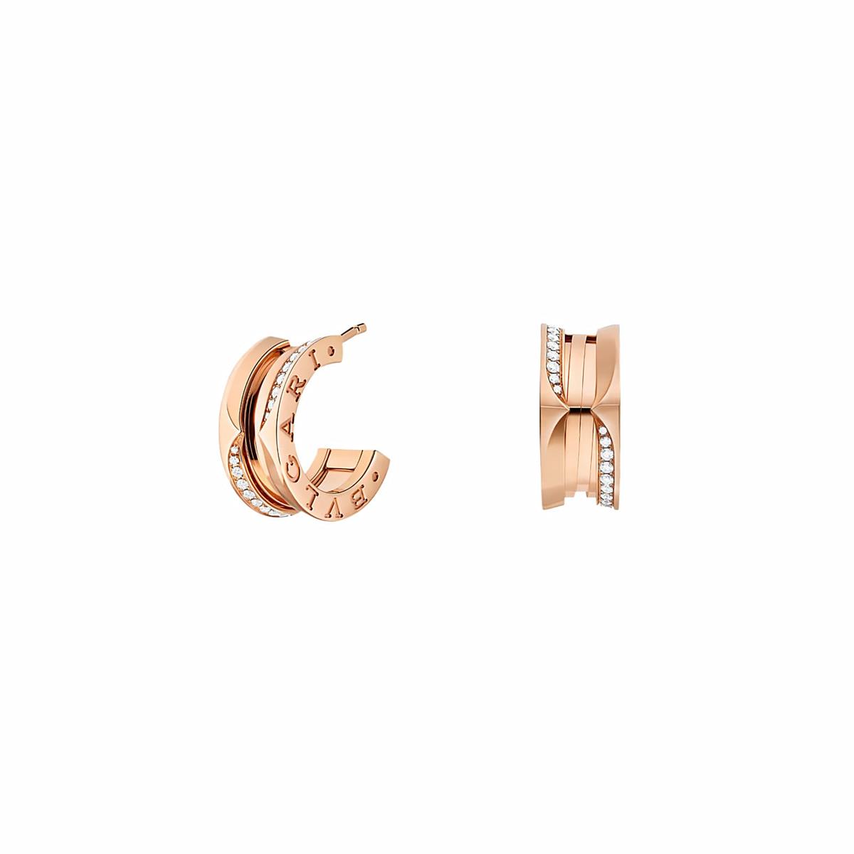 Bvlgari B.zero1 Rose Gold Diamond Hoop Earrings