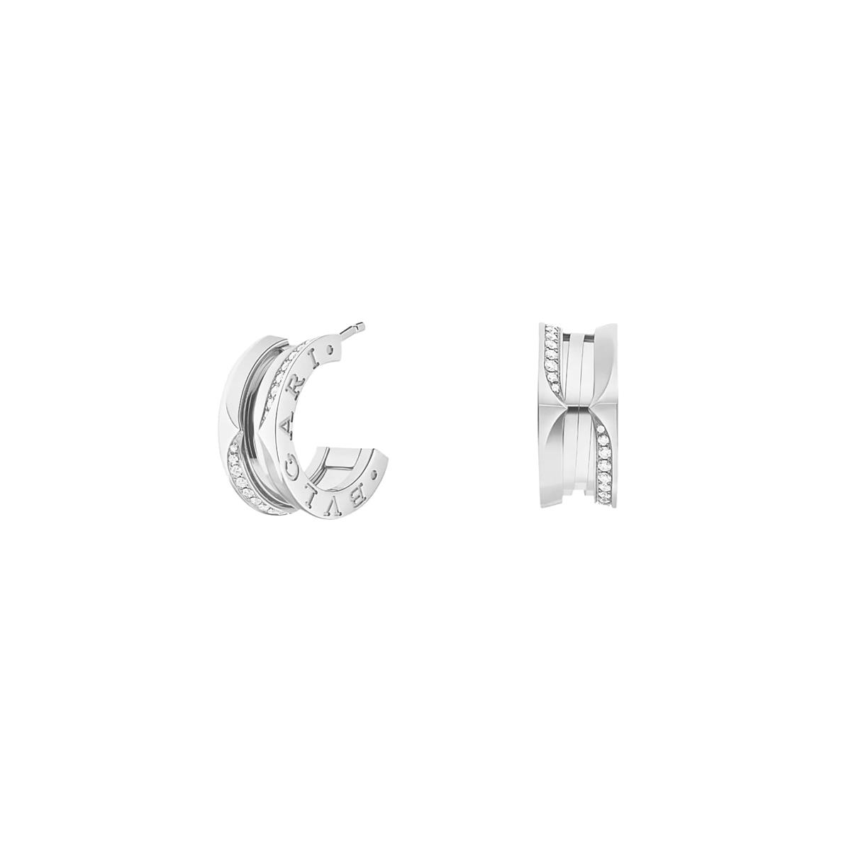 Bvlgari B.zero1 White Gold Diamond Hoop Earrings