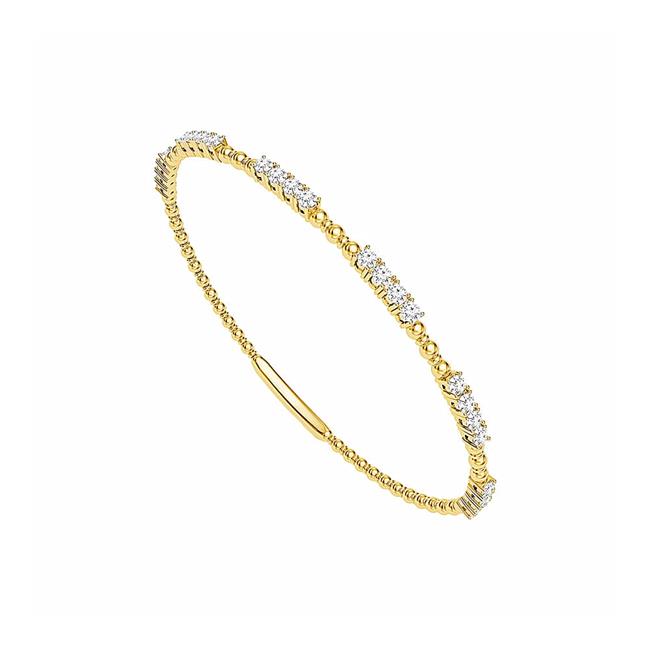 Flexie by London 14k Yellow Gold 1-Row Inline Diamond Bangle Bracelet
