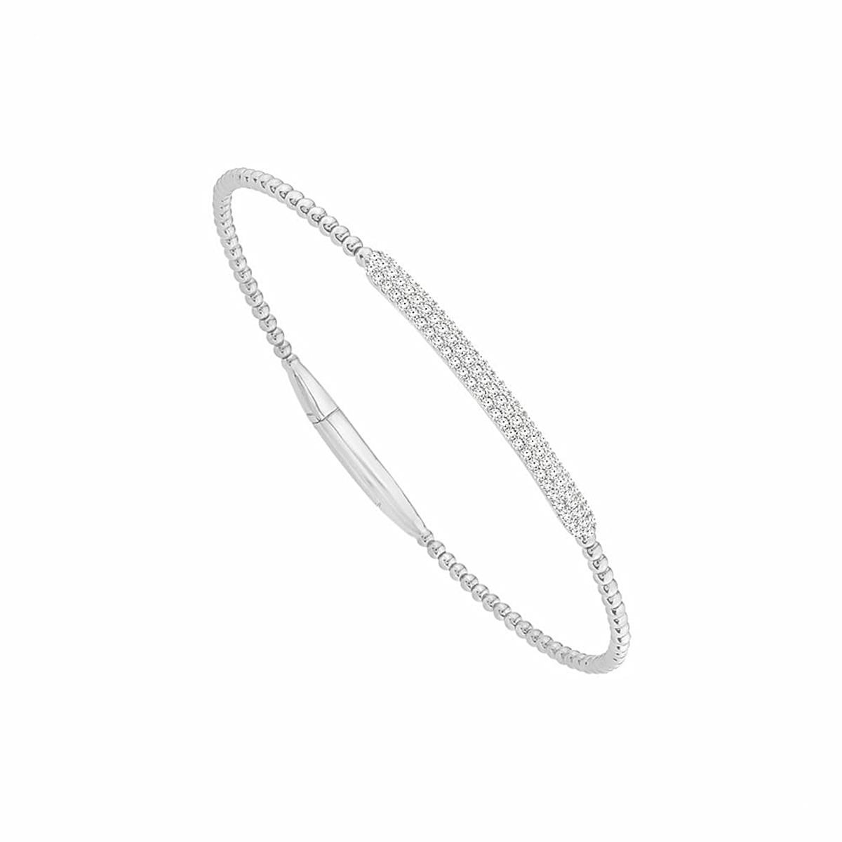 Flexie by London Flexie Collection 14k White Gold Diamond Bar Bangle Bracelet