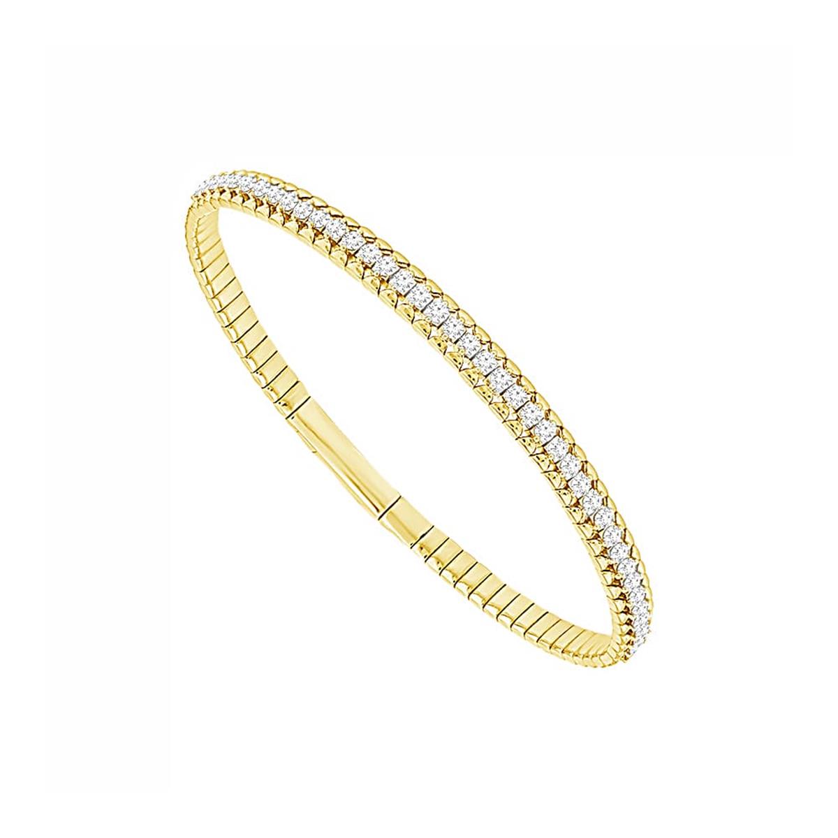 Flexie by London 14k Yellow Gold Pave In-Line Diamond Bangle Bracelet