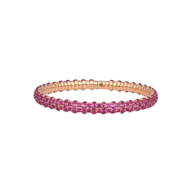 London Collection 18k Yellow Gold Pink Sapphire Stretch Bracelet