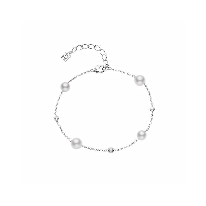 Mikimoto 18k Diamond and Akoya A+ Pearl Bracelet