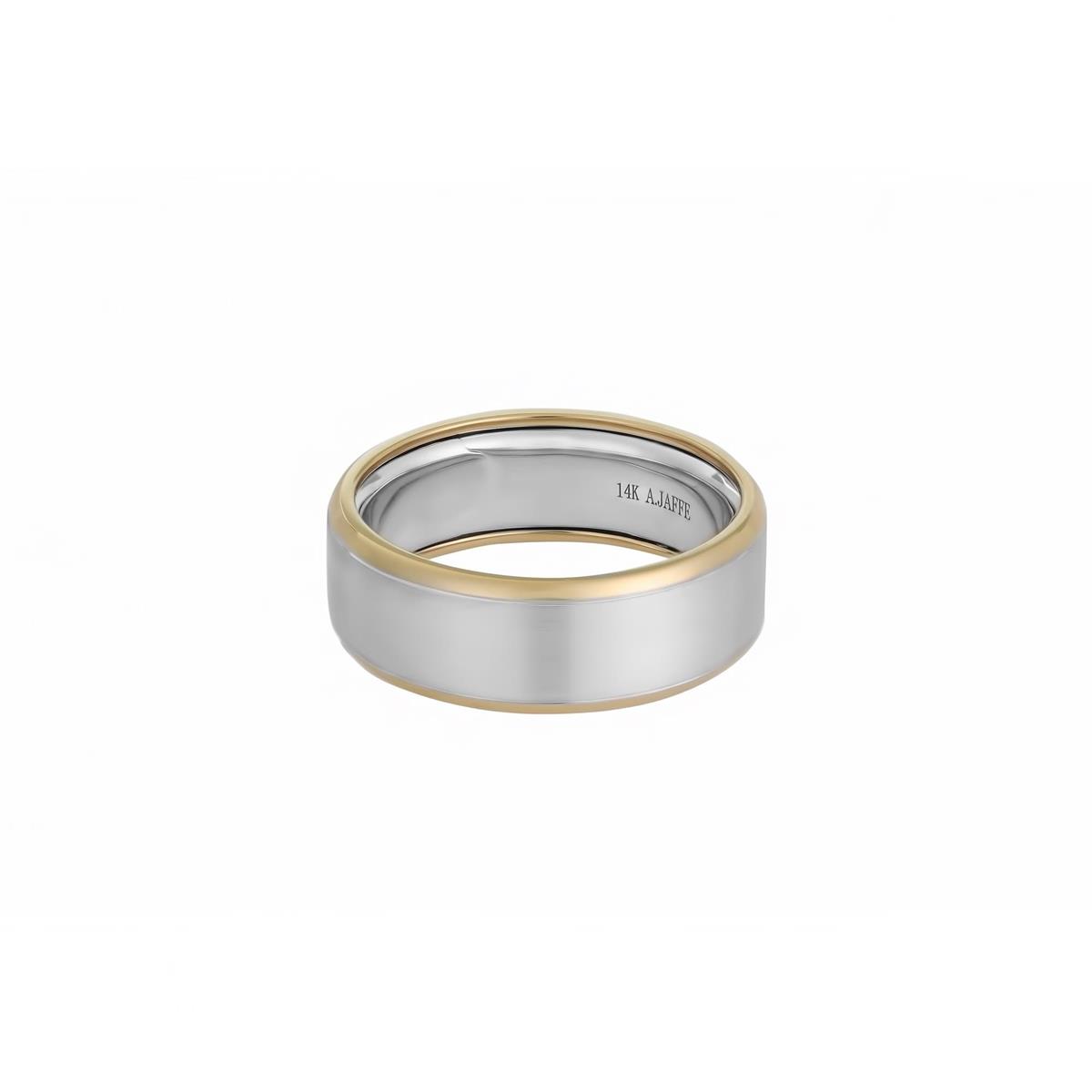 A.Jaffe Two Tone Satin Center Beveled Edge Expandable Wedding Band