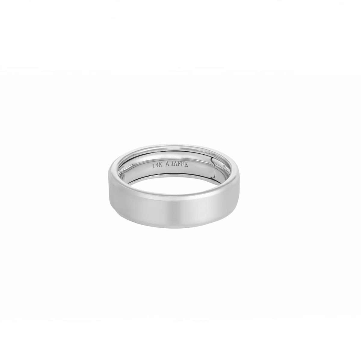A.Jaffe White Gold Satin Center Beveled Edge Expandable Wedding Band