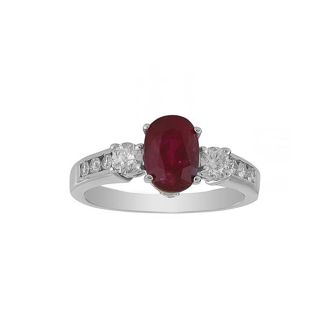 London Collection 14k White Gold Ruby and Diamond Ring