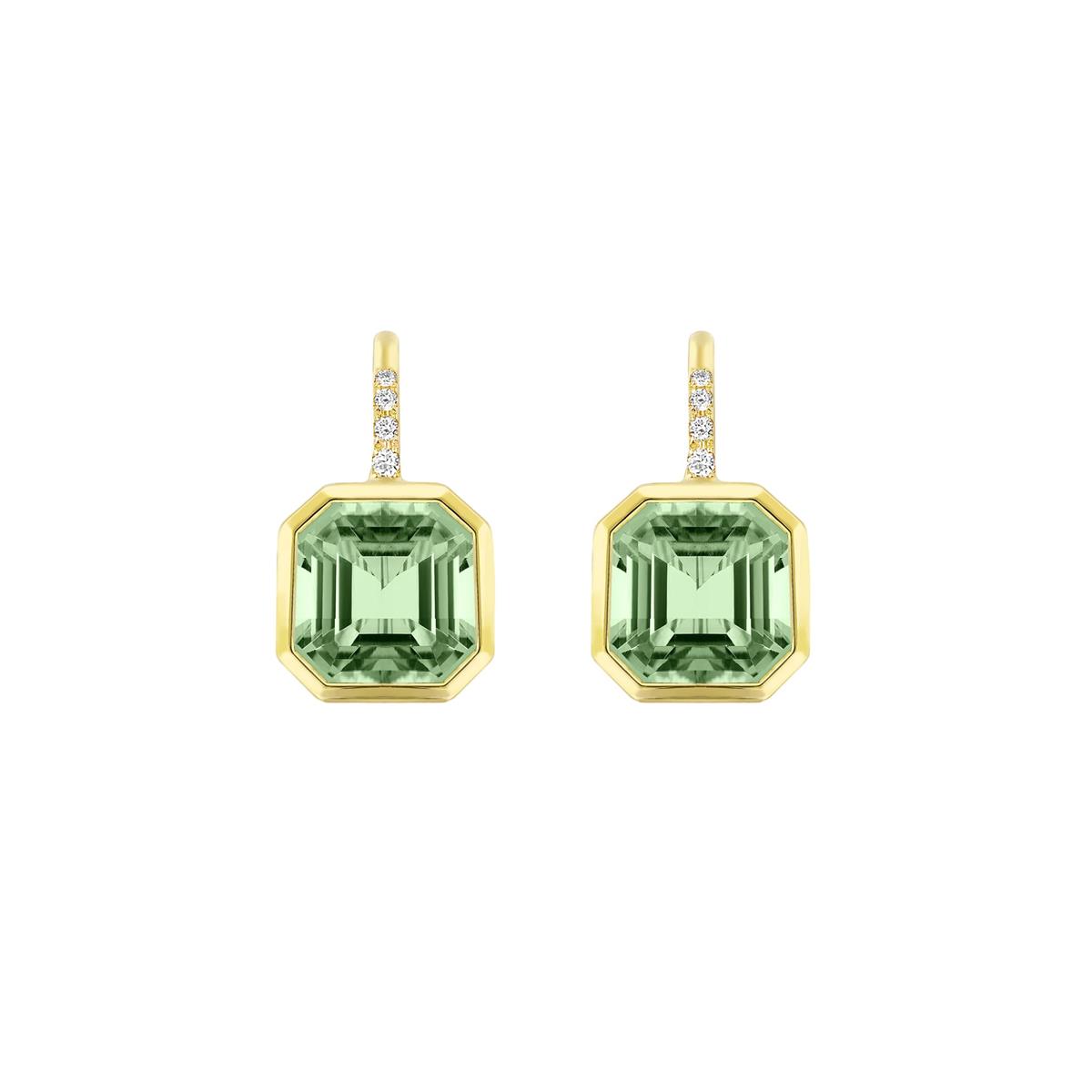 Goshwara Gossip Yellow Gold Prasiolite and Diamond Earrings