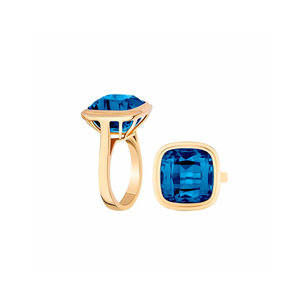 Goshwara Manhattan Yellow Gold London Blue Topaz Ring