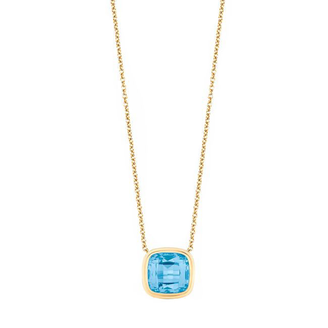 Goshwara Manhattan 18k Yellow Gold Blue Topaz Cushion Necklace