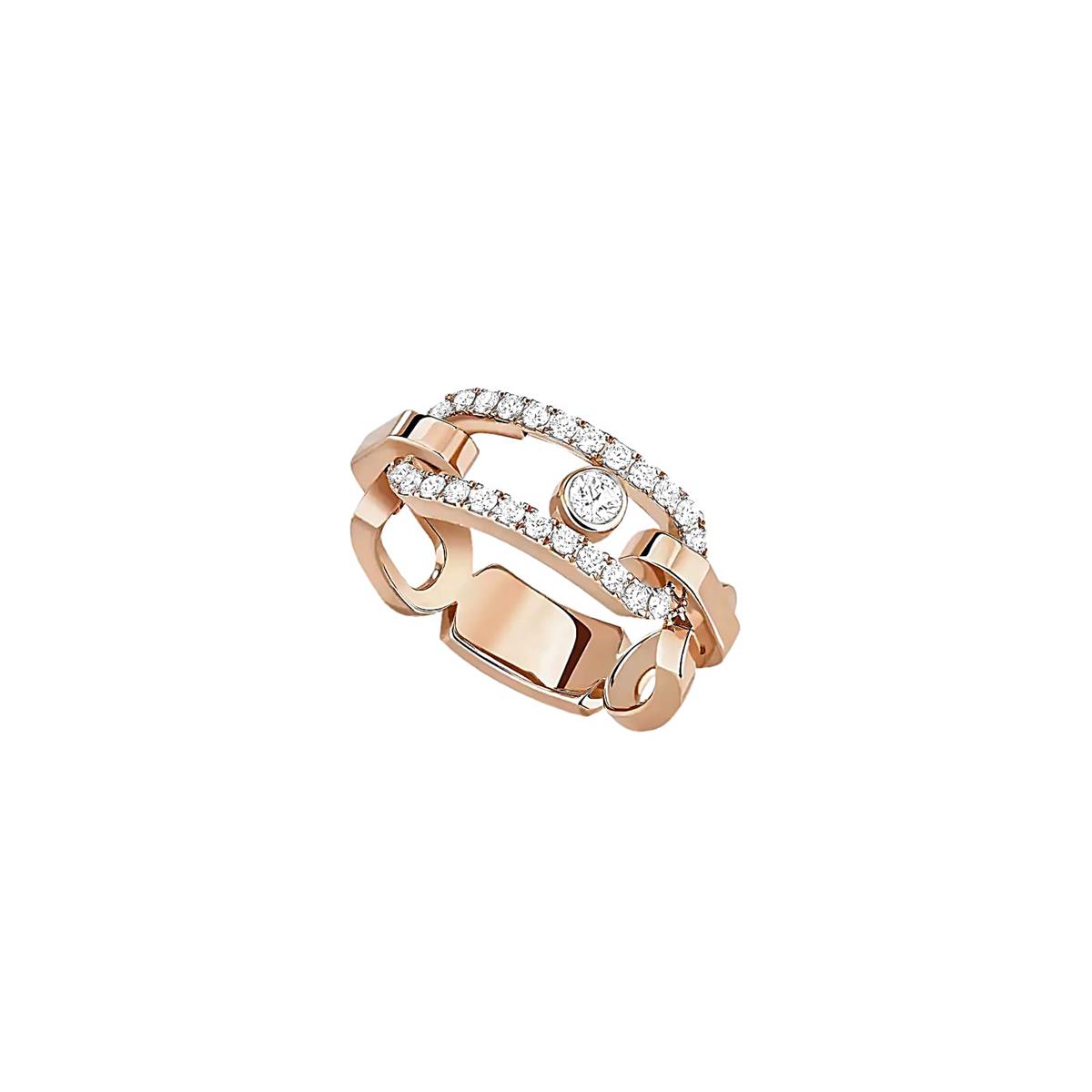 Messika Move Link 18k Pink Gold Diamond Link Ring