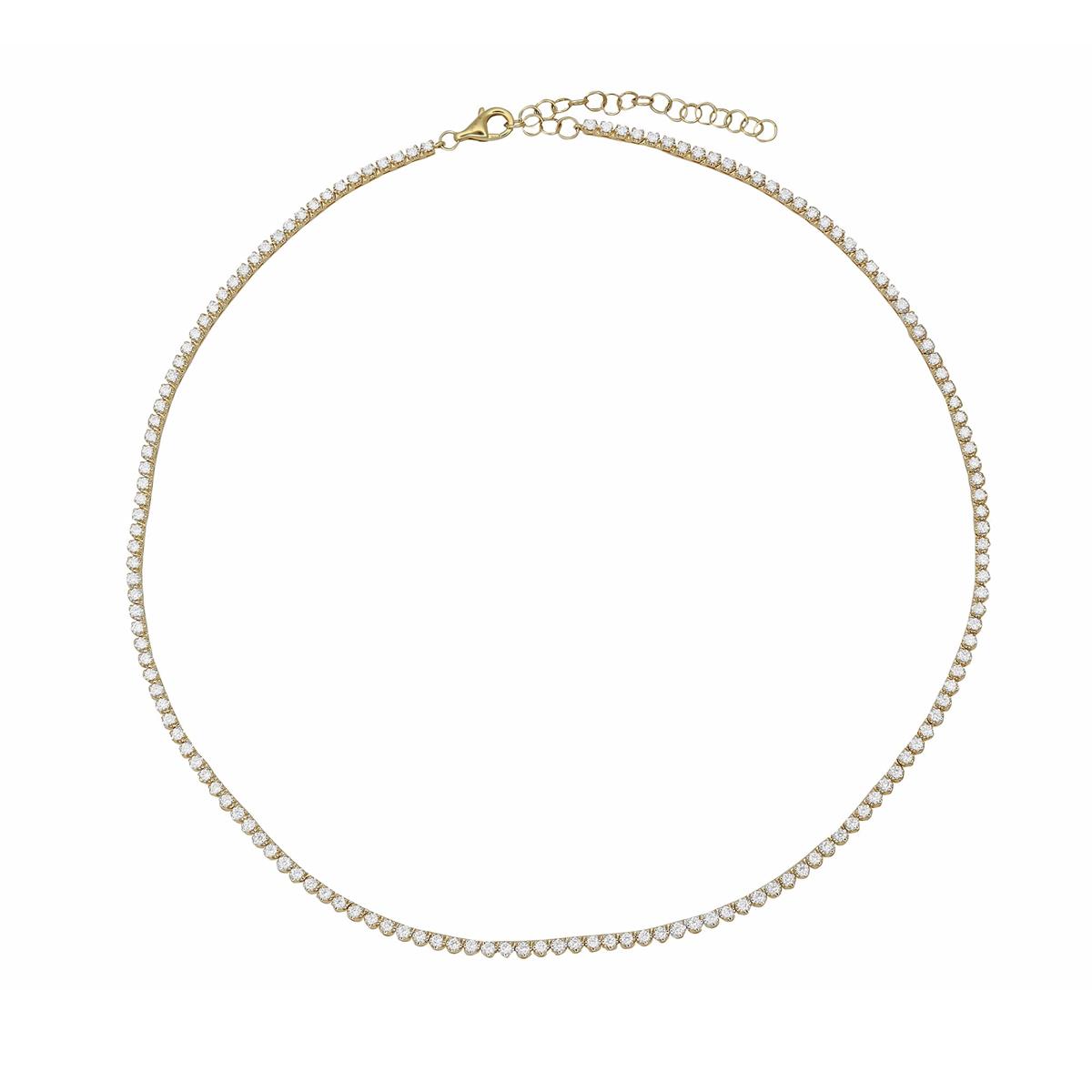 London Collection Yellow Gold 4 Prong Diamond Tennis Necklace