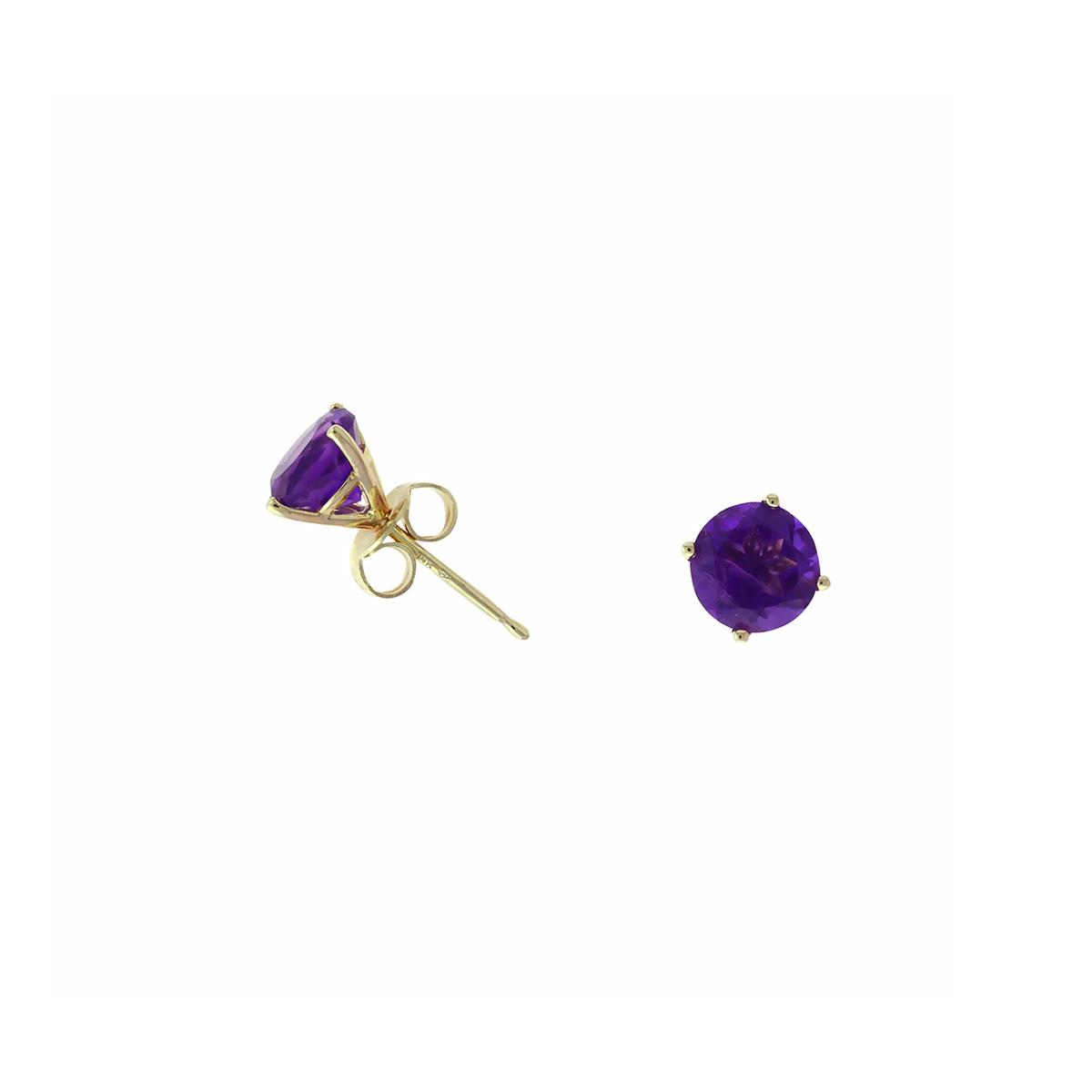 London Collection Yellow Gold Gemstone 4 Prong Stud Earrings