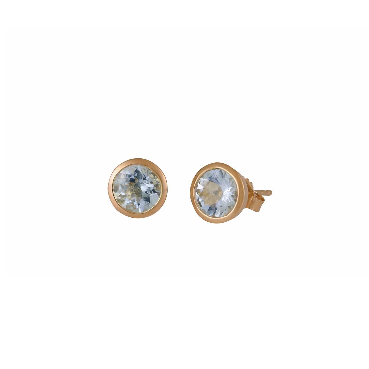 London Collection Yellow Gold Aquamarine Stud Earrings