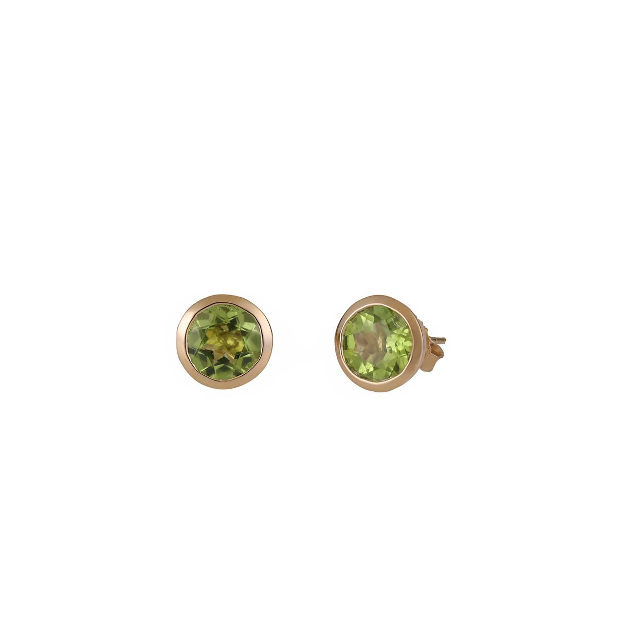 London Collection Yellow Gold Bezel Set Gemstone Stud Earrings
