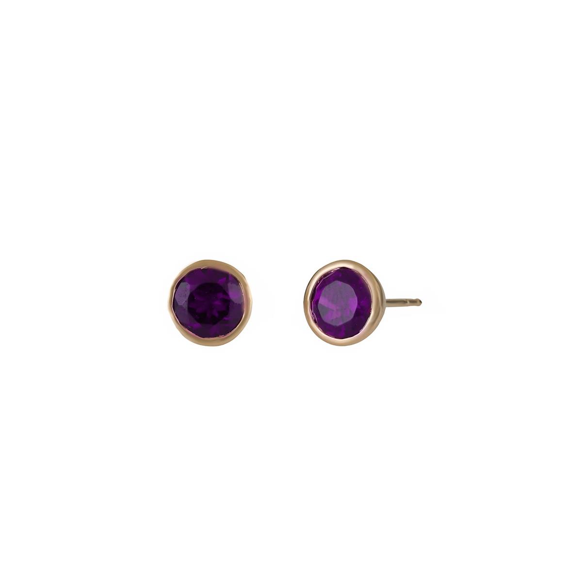 London Collection Yellow Gold Bezel Set Gemstone Stud Earrings