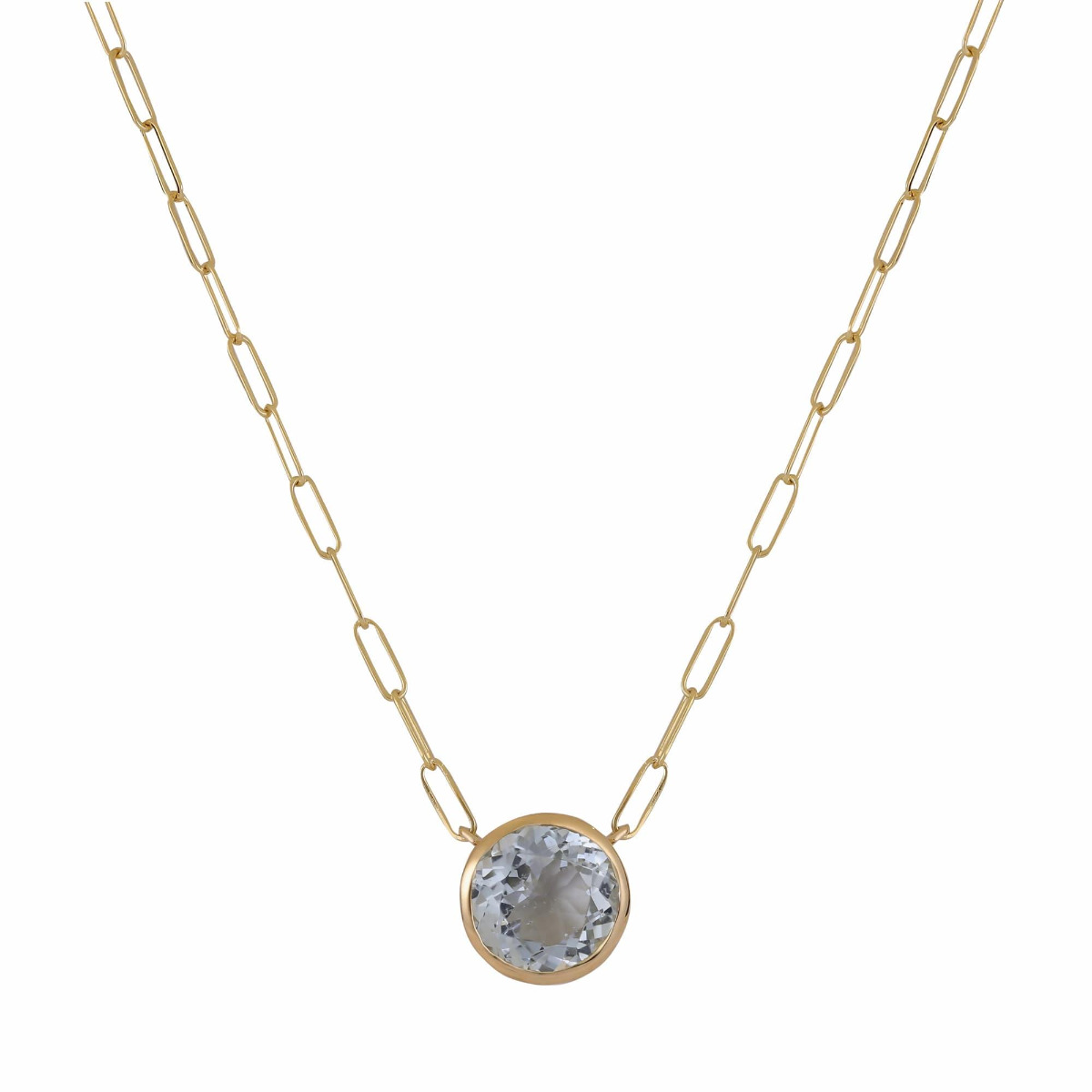 London Collection Yellow Gold Gemstone Paperclip Pendant Necklace