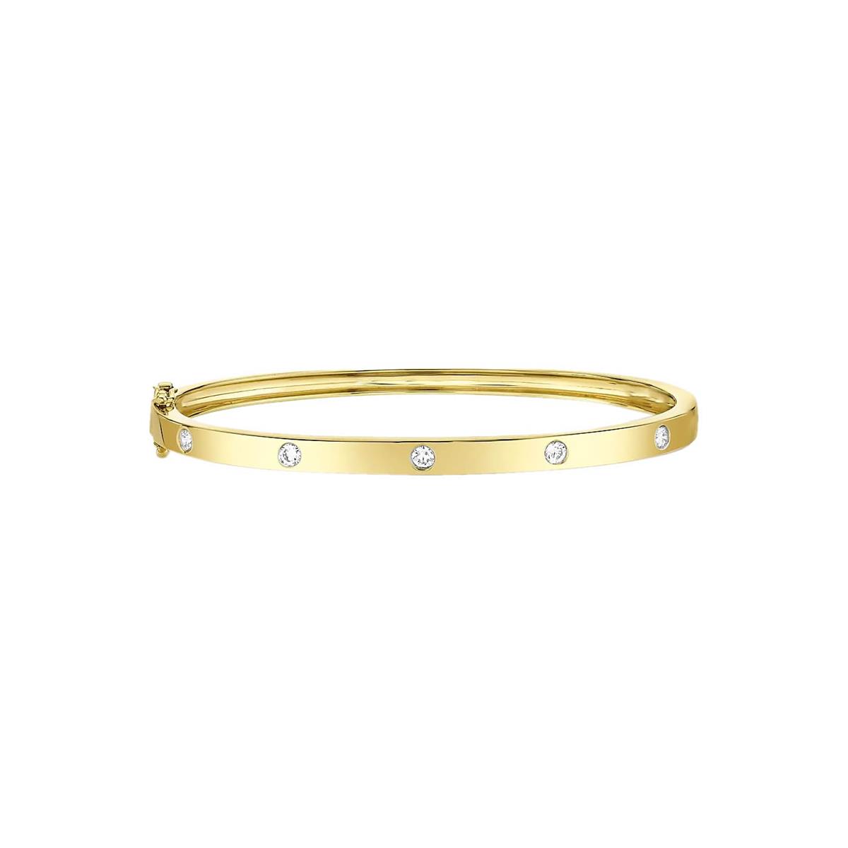 London Collection 14k Yellow Gold Round Diamond Bangle