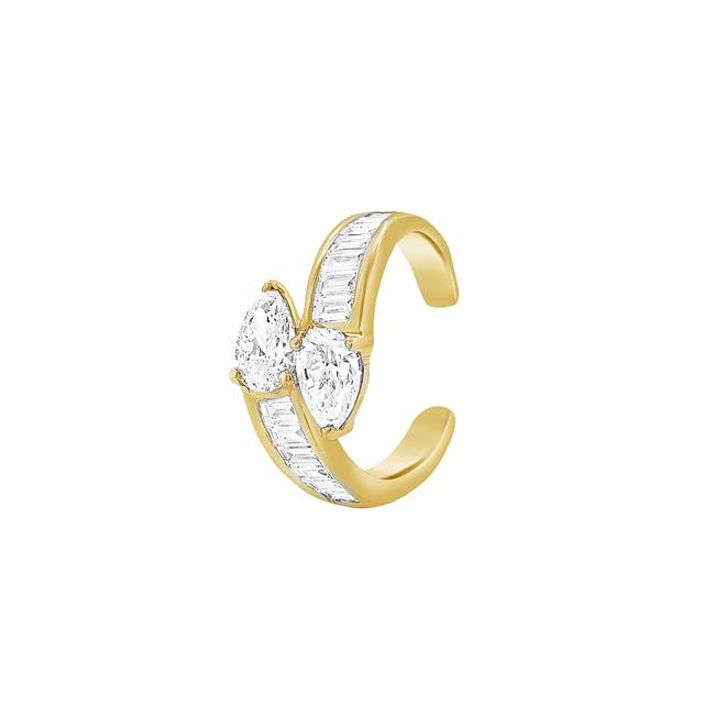London Collection 14k Yellow Gold Mixed Shape Diamond Ear Cuff
