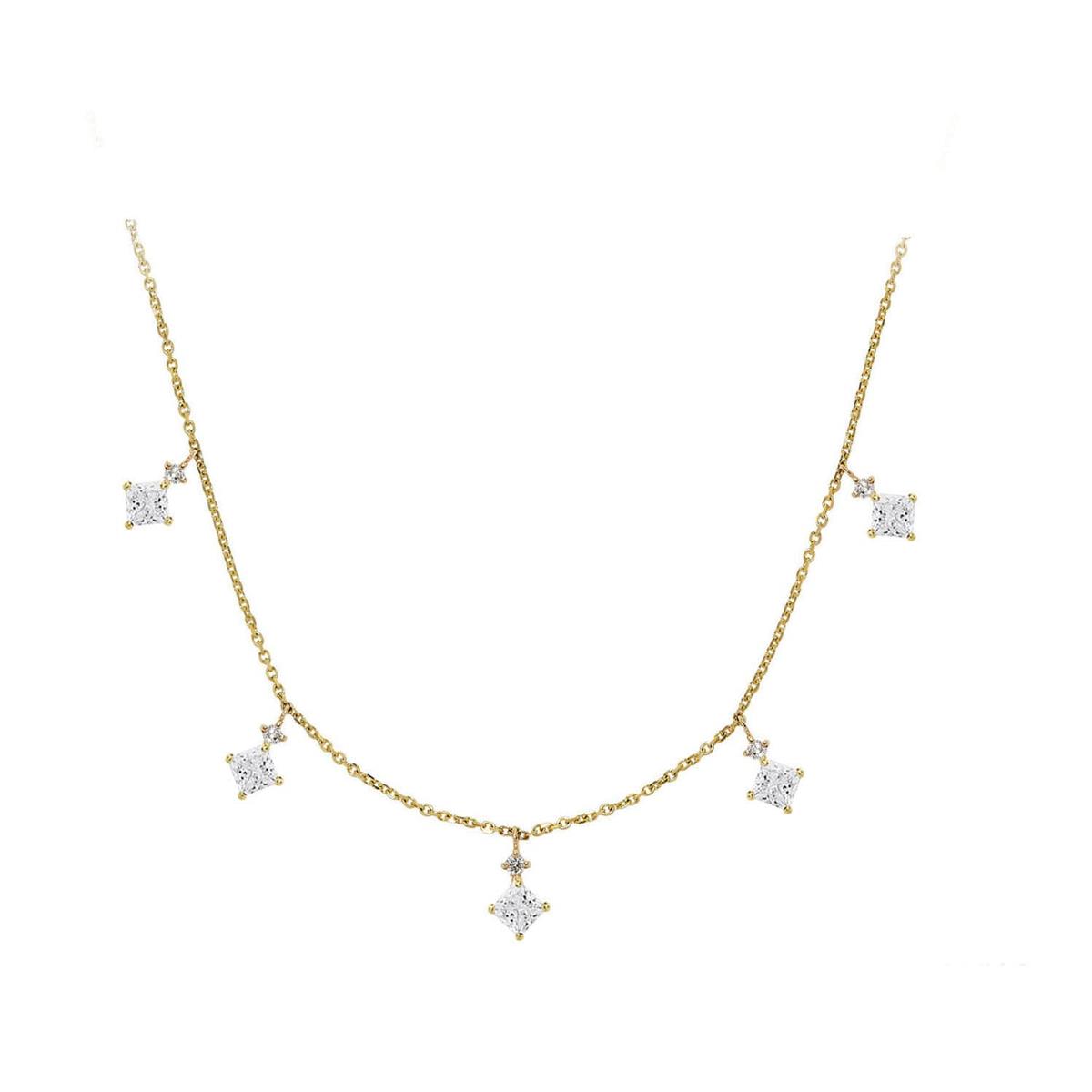 London Collection Yellow Gold Diamond Dangle Station Necklace
