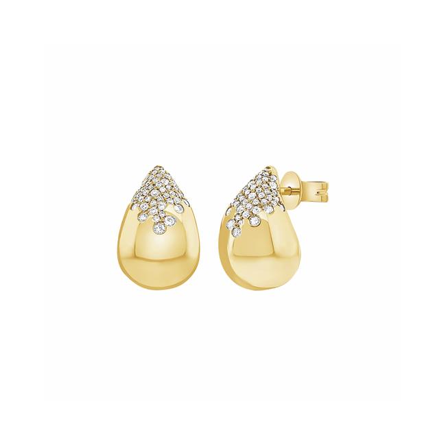 London Collection 14k Yellow Gold Diamond Teardrop Earrings