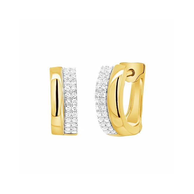 London Collection 14k Yellow Gold Diamond Huggie Earrings 0.17cts
