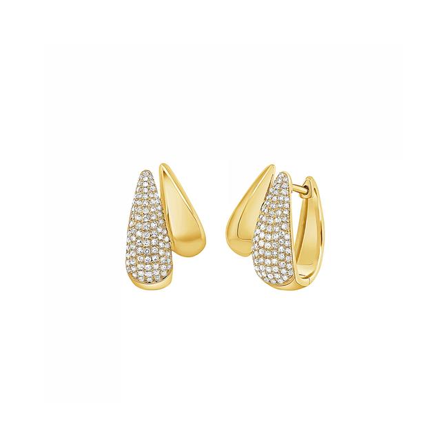 London Collection 14k Yellow Gold Diamond Double Teardrop Earrings