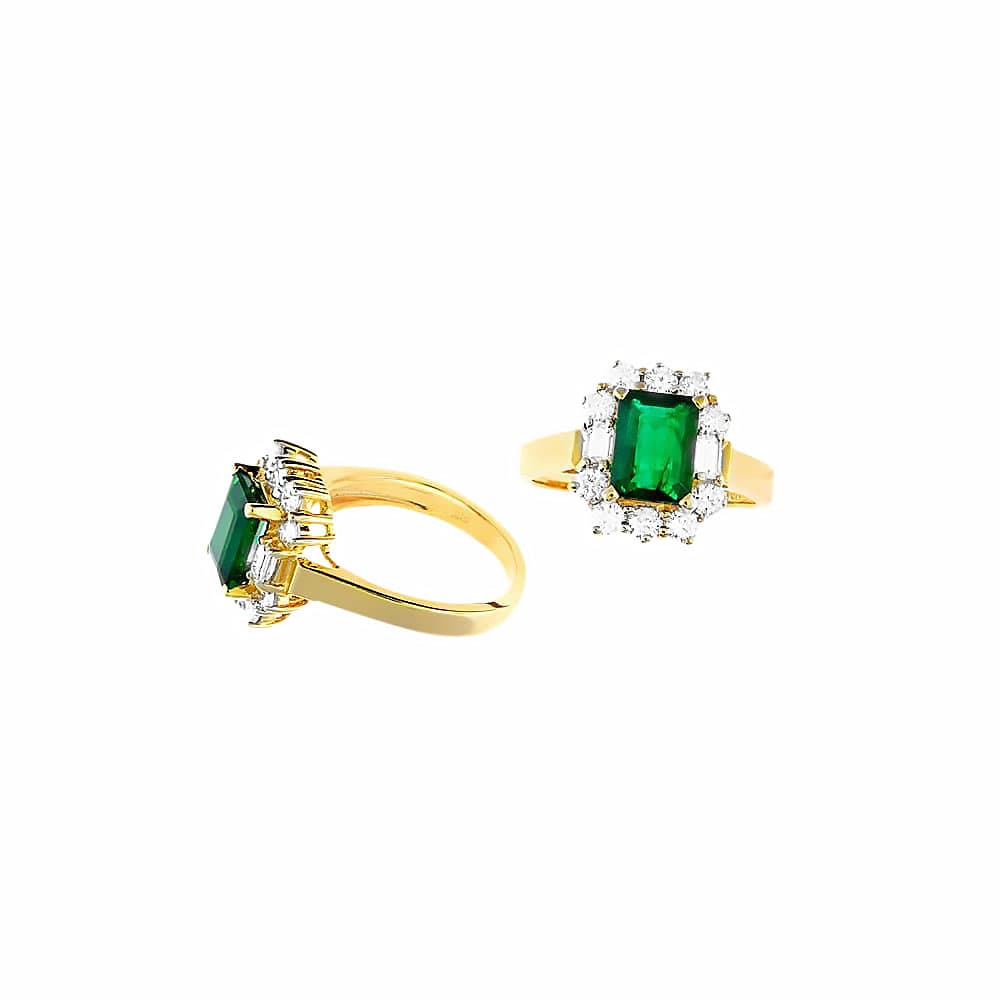 London Collection Yellow Gold Gemstone Halo Ring 