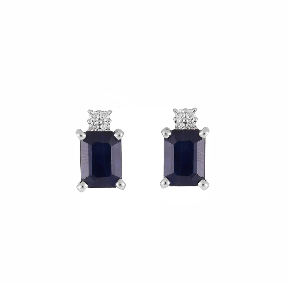 London Collection White Gold Diamond & Blue Sapphire Earrings