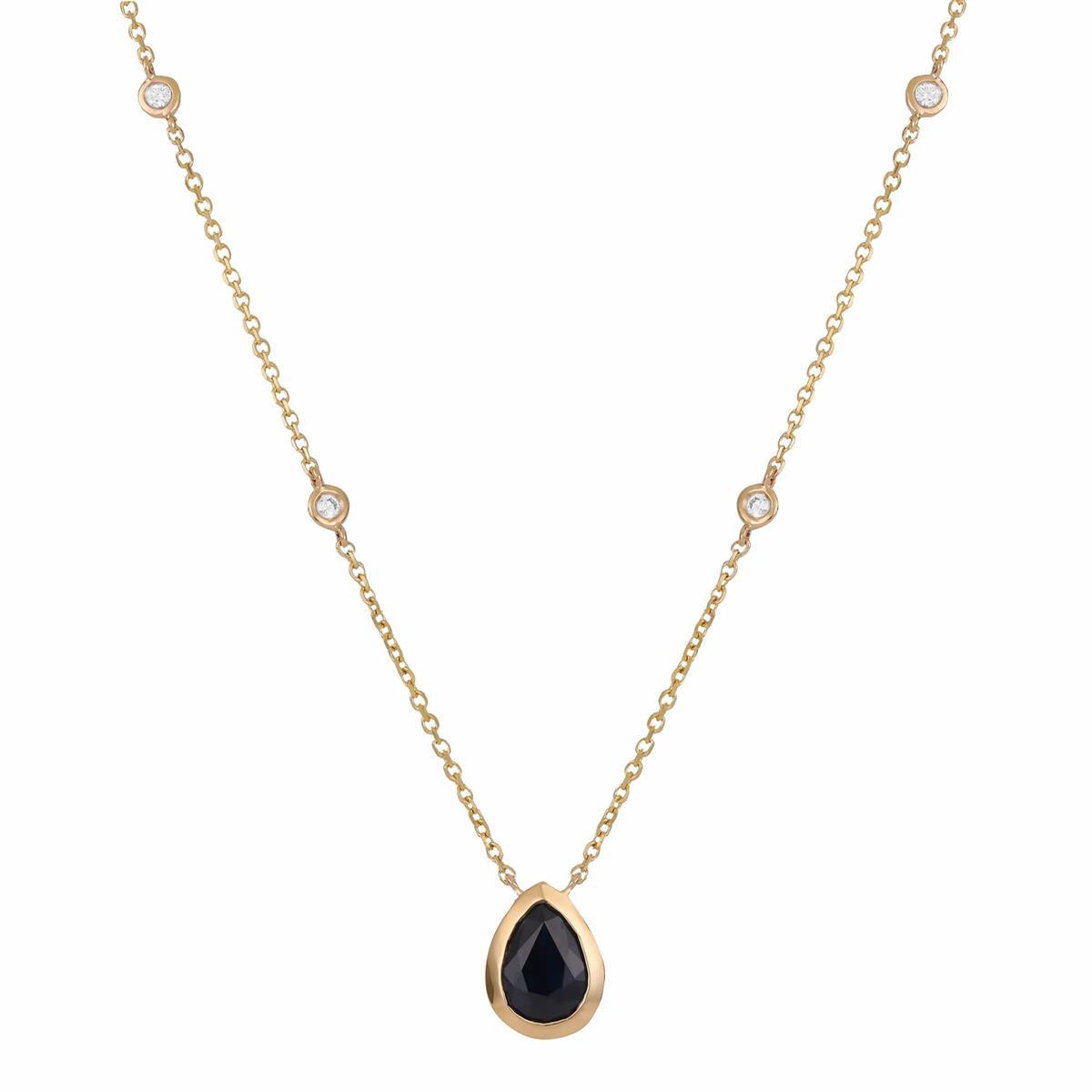 London Collection Yellow Gold Diamond and Black Sapphire Station Necklace