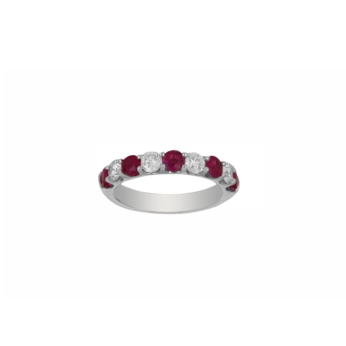 London Collection White Gold Diamond & Ruby Stacking Band