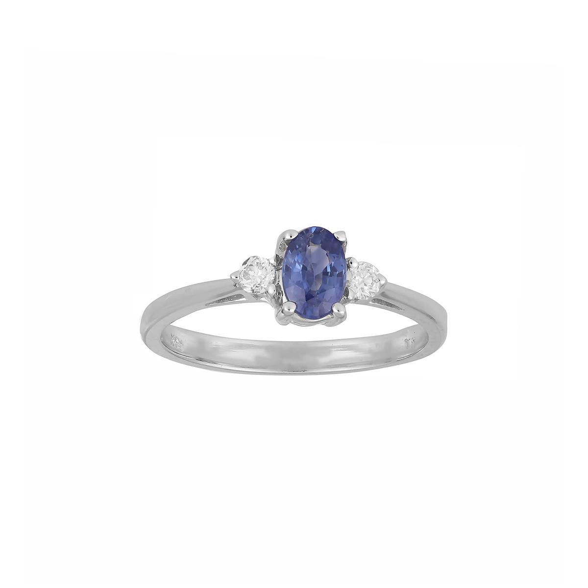London Collection White Gold Diamond & Blue Sapphire Ring 