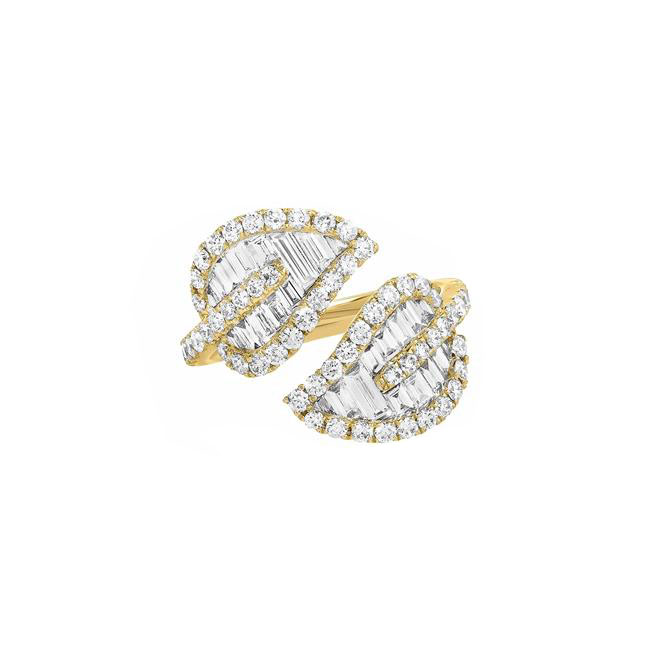 Anita Ko 18k Yellow Gold Diamond Small Leaf Ring