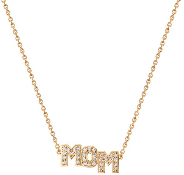 Isa Grutman 14k Rose Gold Diamond Mom Pendant Necklace