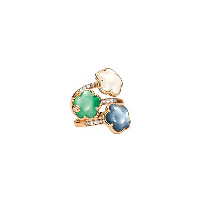Pasquale Bruni Petit Joli 18k Rose Gold Diamond Gemstone Flower Wrap Ring