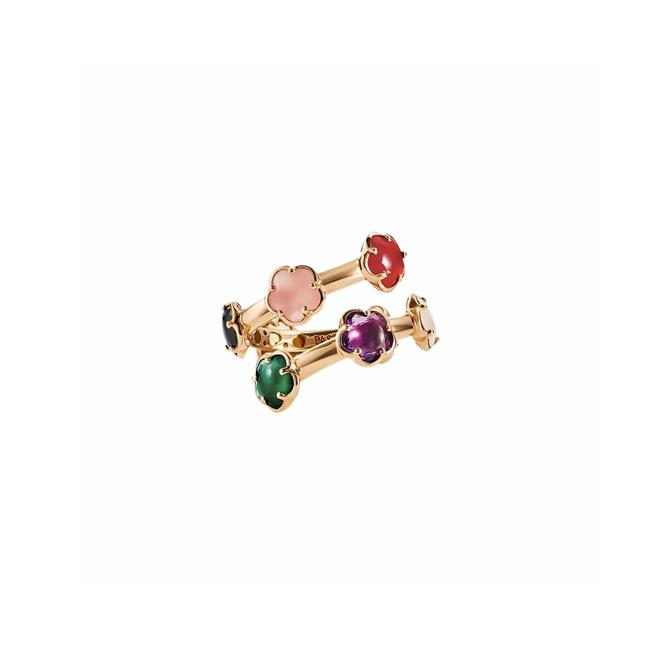 Pasquale Bruni Figlia Dei Fiori 18k Rose Gold Mixed Gemstone Ring