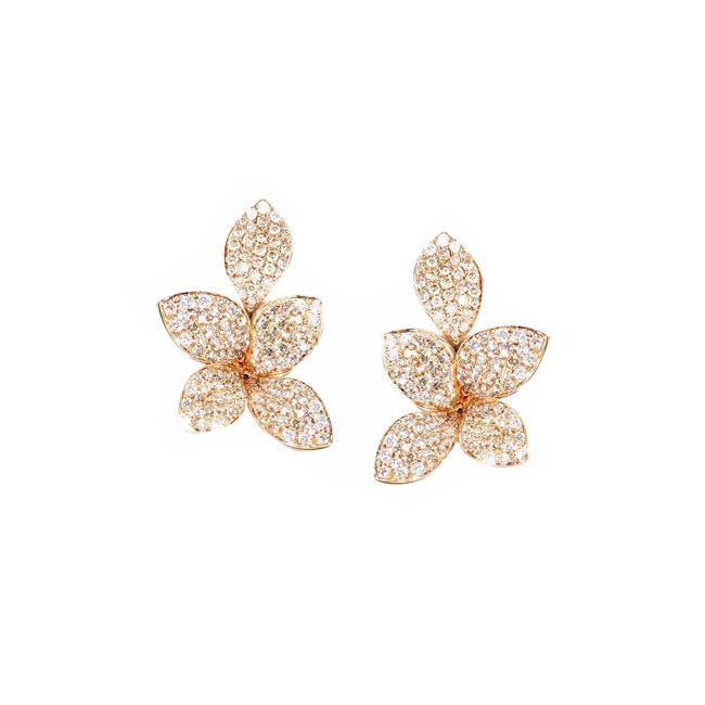 Pasquale Bruni Giardini Segreti 18k Rose Gold Diamond Flower Stud Earrings