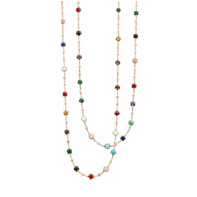 Pasquale Bruni Figlia Dei Fiori Sautoir 18k Rose Gold Mixed Gemstone Necklace